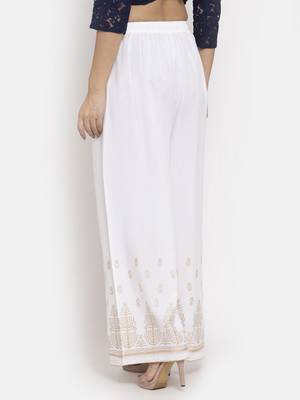 White printed rayon palazzo-pants 4