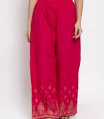 Magenta printed rayon palazzo-pants