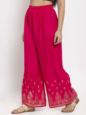Magenta printed rayon palazzo-pants 3