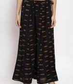 Black printed rayon palazzo-pants