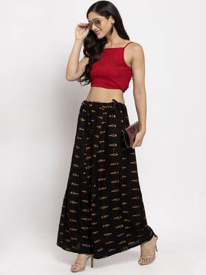 Black printed rayon palazzo-pants 2