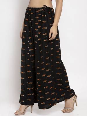 Black printed rayon palazzo-pants 3
