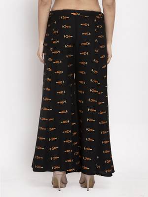 Black printed rayon palazzo-pants 4