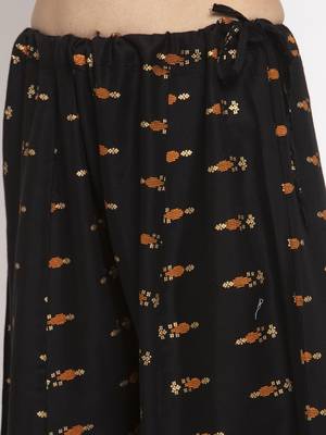 Black printed rayon palazzo-pants 5
