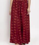 Maroon printed rayon palazzo-pants
