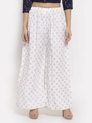 White printed rayon palazzo-pants 1