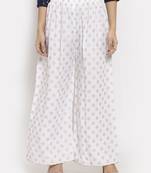 White printed rayon palazzo-pants