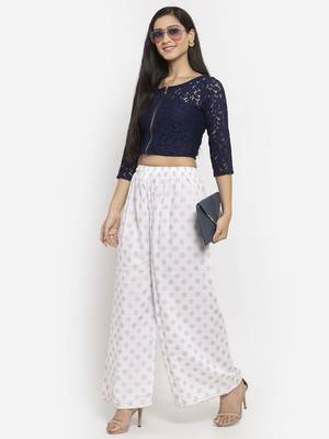 White printed rayon palazzo-pants 2