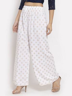White printed rayon palazzo-pants 3