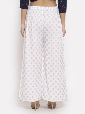 White printed rayon palazzo-pants 4