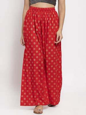 Red printed rayon palazzo-pants 1