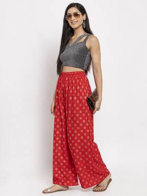Red printed rayon palazzo-pants 2