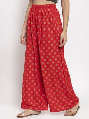 Red printed rayon palazzo-pants 3
