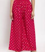 Magenta printed rayon palazzo-pants