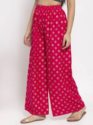 Magenta printed rayon palazzo-pants 3