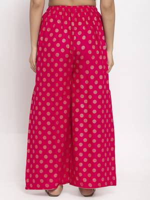 Magenta printed rayon palazzo-pants 4