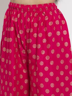 Magenta printed rayon palazzo-pants 5