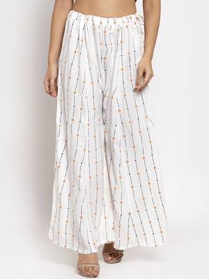 White printed rayon palazzo-pants 1
