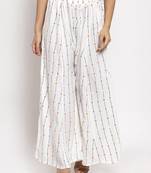 White printed rayon palazzo-pants
