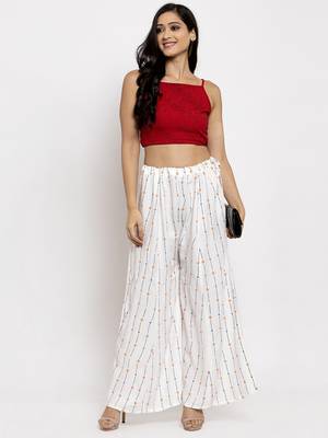 White printed rayon palazzo-pants 2