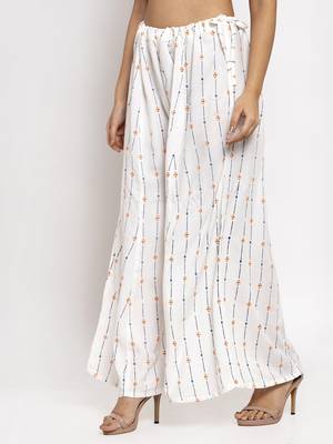 White printed rayon palazzo-pants 3
