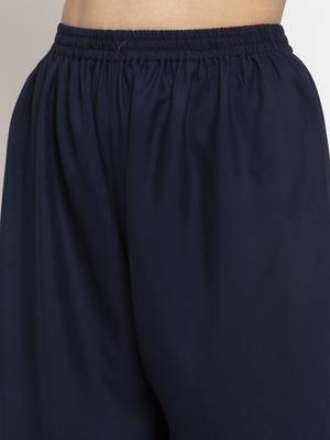 Navy-blue printed rayon palazzo-pants 5