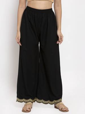 Black printed rayon palazzo-pants 1