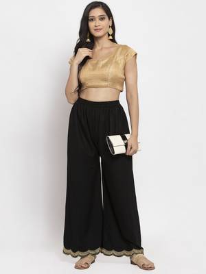 Black printed rayon palazzo-pants 2