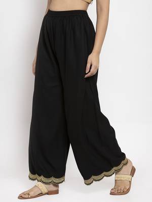 Black printed rayon palazzo-pants 3