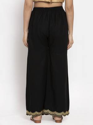 Black printed rayon palazzo-pants 4