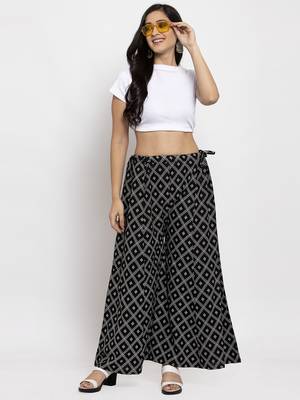 Black printed rayon palazzo-pants 2