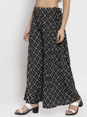 Black printed rayon palazzo-pants 3