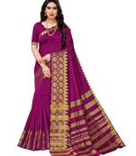 Pink woven poly silk saree with blouse