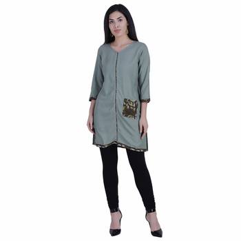 Light-green printed cotton cotton-kurtis 1