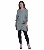 Light-green printed cotton cotton-kurtis