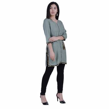 Light-green printed cotton cotton-kurtis 2