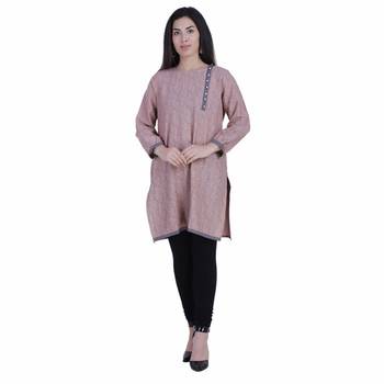 Light-pink printed cotton cotton-kurtis 1