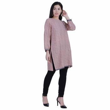 Light-pink printed cotton cotton-kurtis 2