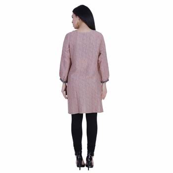 Light-pink printed cotton cotton-kurtis 5