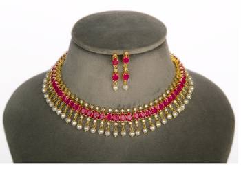 Red Indian Jewellery Copper Gold Plated Necklace Set for Women 1