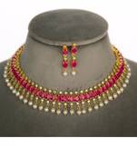 Red Indian Jewellery Copper Gold Plated Necklace Set for Women