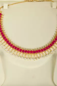 Red Indian Jewellery Copper Gold Plated Necklace Set for Women