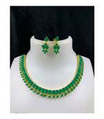 Green Indian Jewellery Copper Gold Plated Necklace Set for Women