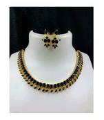 Black Indian Jewellery Copper Gold Plated Necklace Set for Women