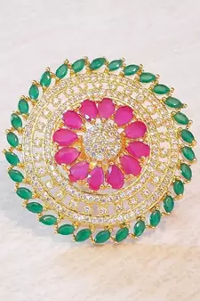 RUBY EMERALD FINE AD STUD RING