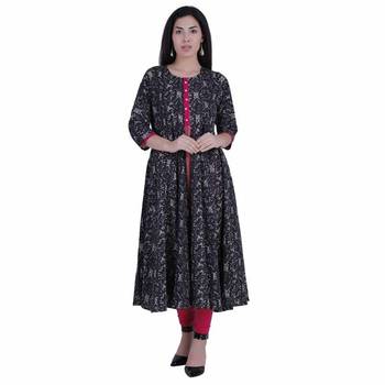 Black printed cotton cotton-kurtis 1
