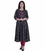 Black printed cotton cotton-kurtis