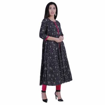 Black printed cotton cotton-kurtis 2
