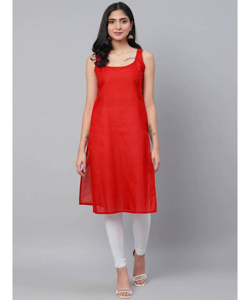 Hand Embroidered Red Georgette Lucknow Chikankari Women Angarkha Kurta With Slip