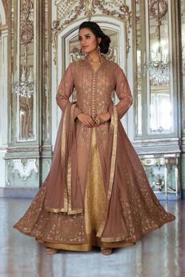 Brown Hand Work Georgette Ethnic 4